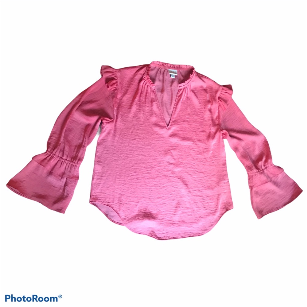 A New Day top ruffle shoulder layered bell sleeve